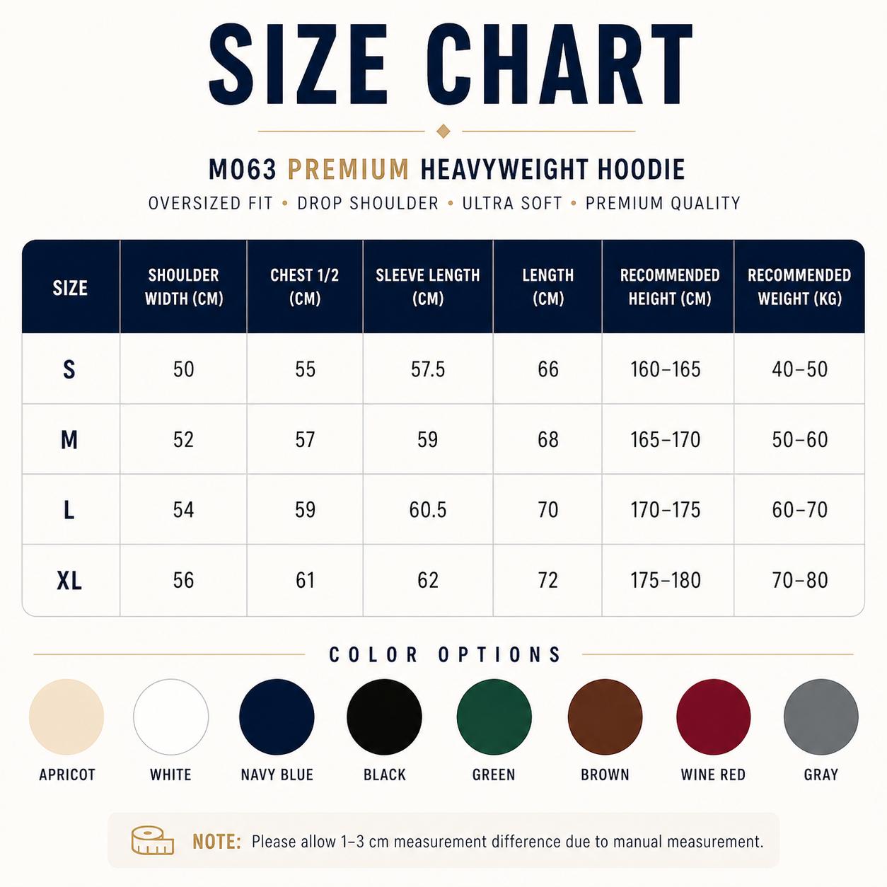 Size Chart – Hoodie