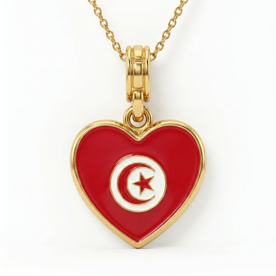 Arab Country Flag Heart Necklace
