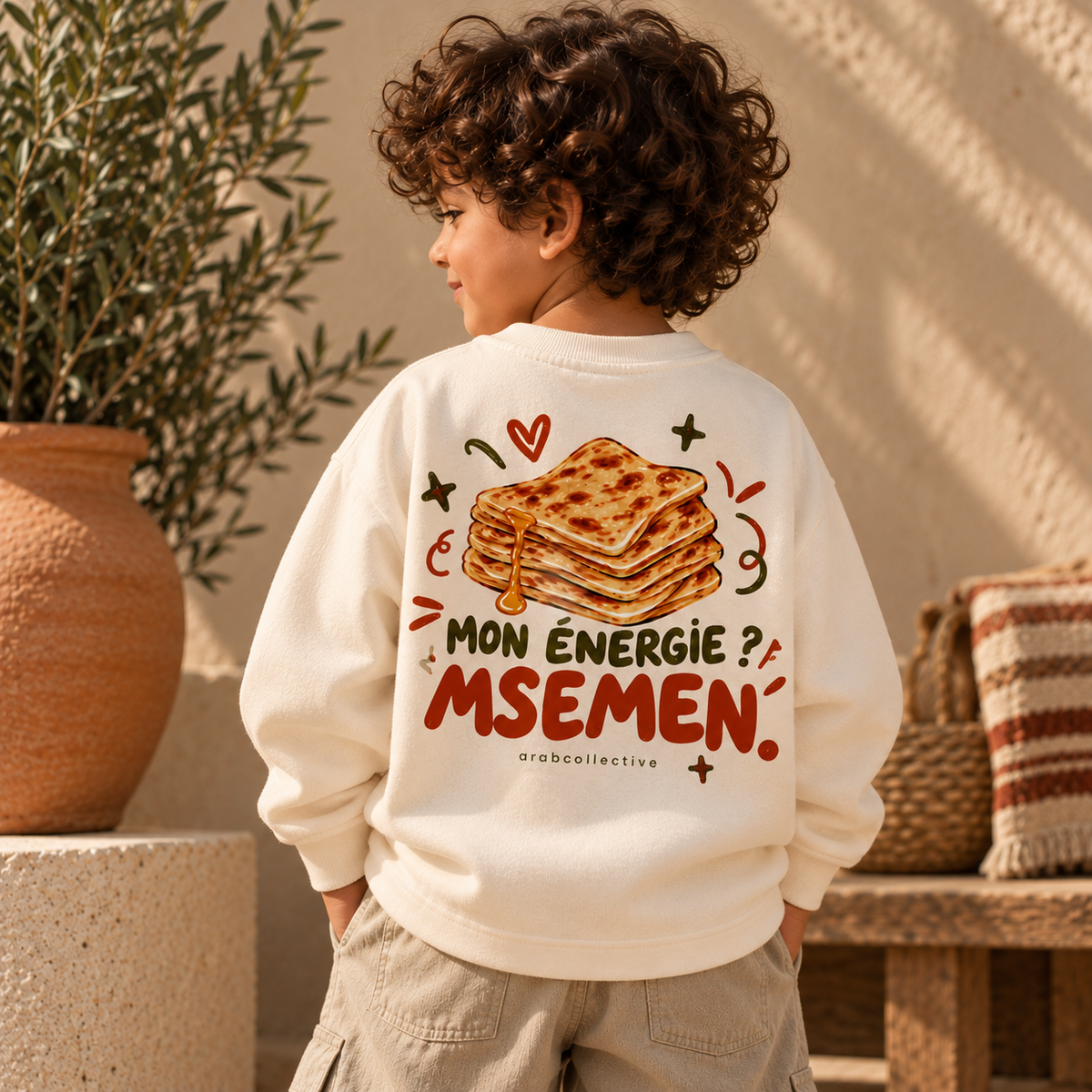 "MON ENERGIE MSEMEN" KIDS Crewneck