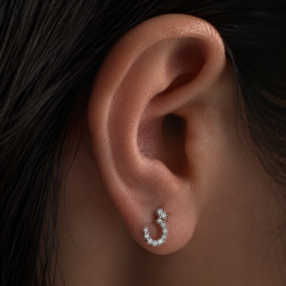 Arabic Calligraphy Initial Stud Earrings