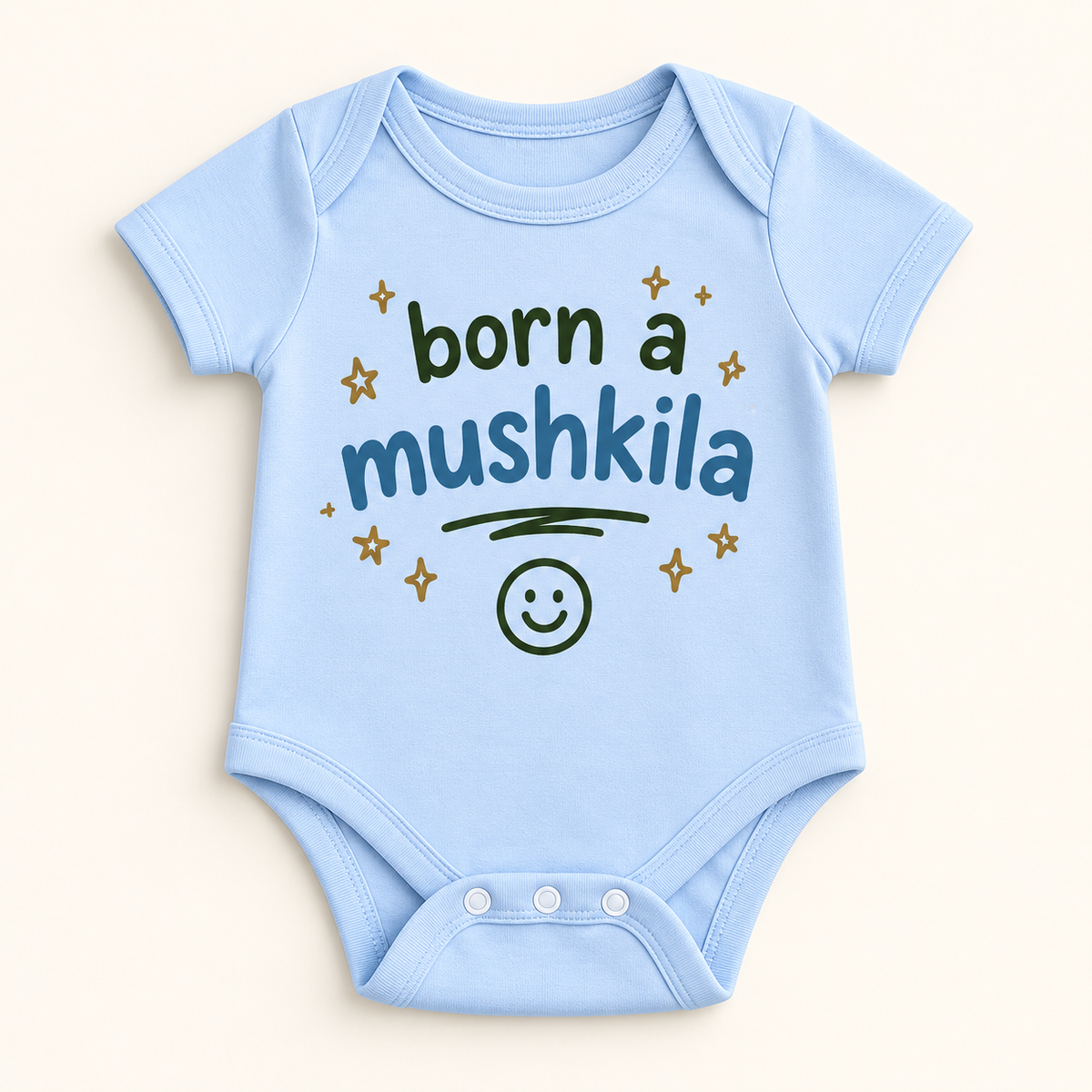 "Born a Mushkila Onesie" NEWBORN