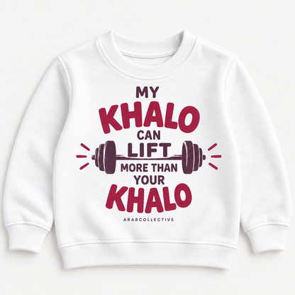 "MY KHALO CAN LIFT MORE THAN YOU KHALO " KIDS Crewneck