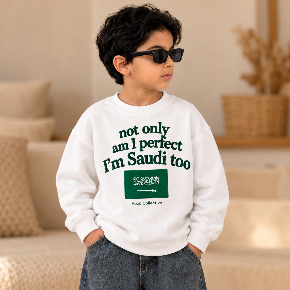 "NOT ONLY AM I PERFECT, I'M SAUDI TOO" KIDS Crewneck