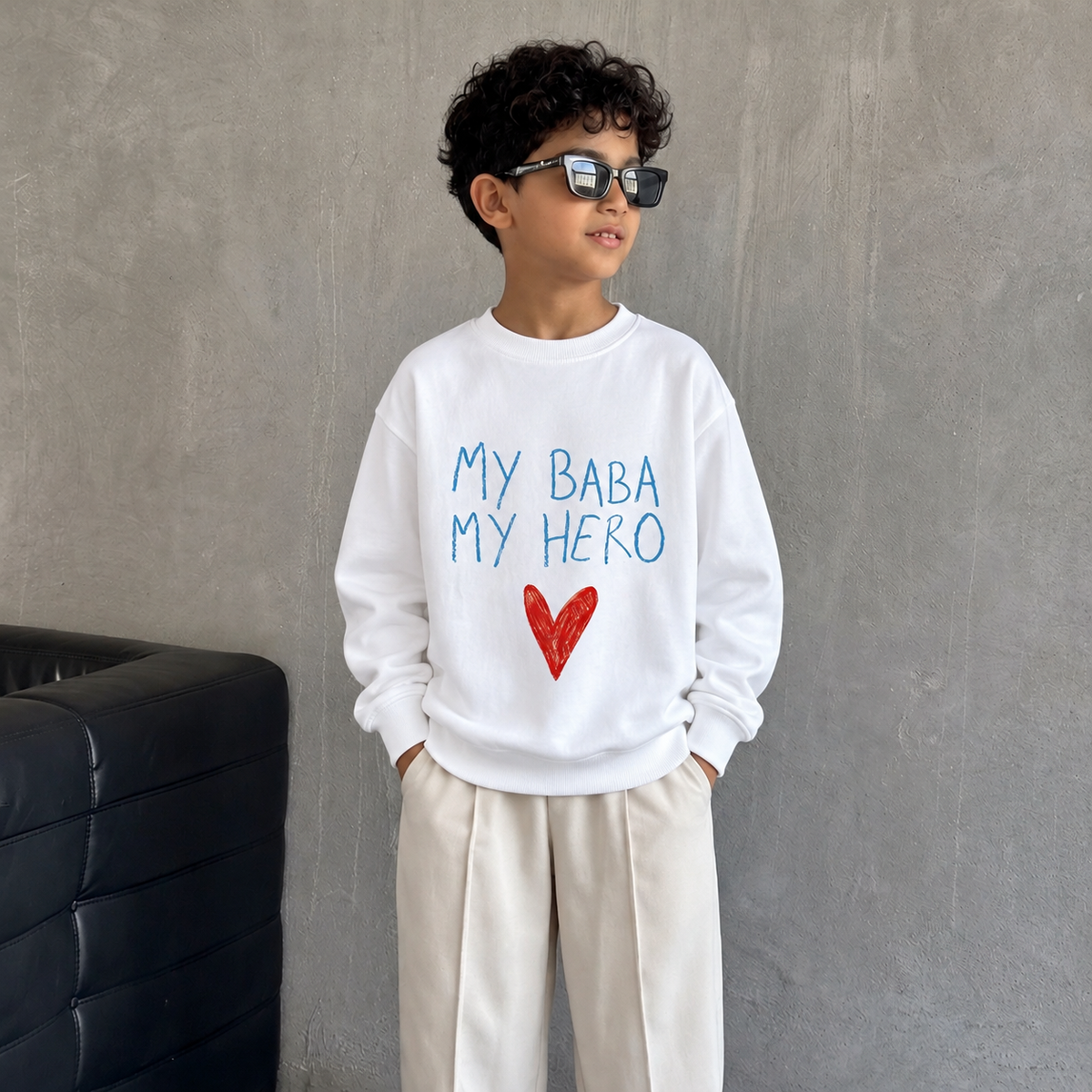 "MY BABA MY HERO BY CHOICE" KIDS Crewneck