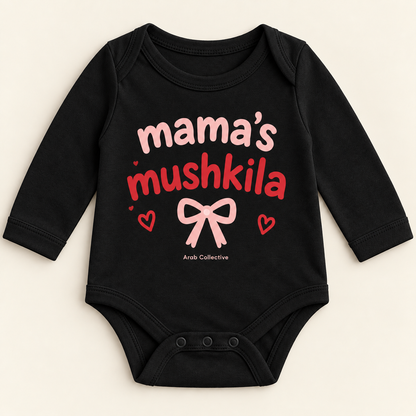 "MAMA'S MUSHKILA" NEWBORN ONESIE LONG SLEEVE