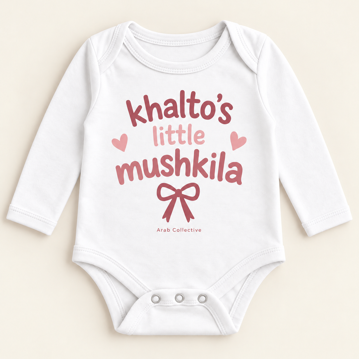 "KHALTO'S LITTLE MUSHKILA" NEWBORN ONESIE LONG SLEEVE