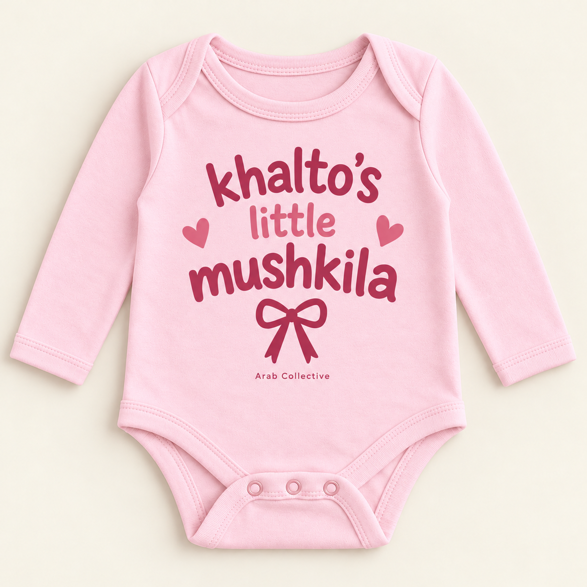 "KHALTO'S LITTLE MUSHKILA" NEWBORN ONESIE LONG SLEEVE