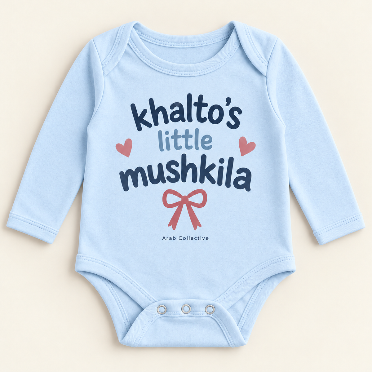 "KHALTO'S LITTLE MUSHKILA" NEWBORN ONESIE LONG SLEEVE