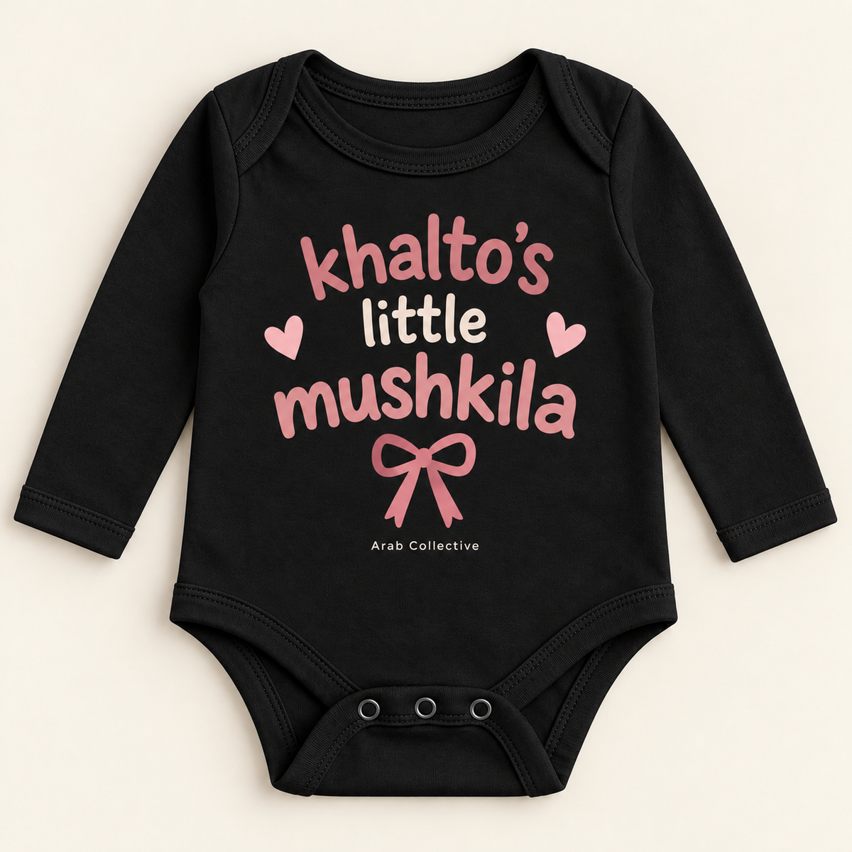 "KHALTO'S LITTLE MUSHKILA" NEWBORN ONESIE LONG SLEEVE