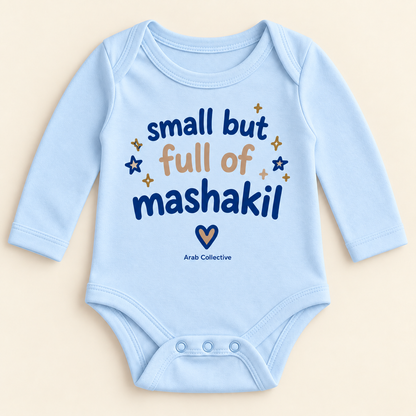 "SMALL BUT FULL OF MASHAKIL" NEWBORN ONESIE LONG SLEEVE