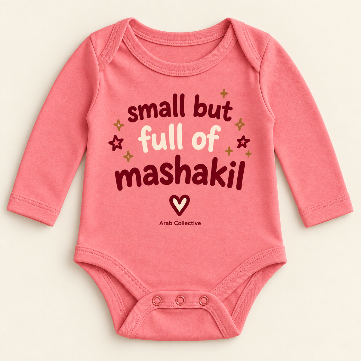 "SMALL BUT FULL OF MASHAKIL" NEWBORN ONESIE LONG SLEEVE
