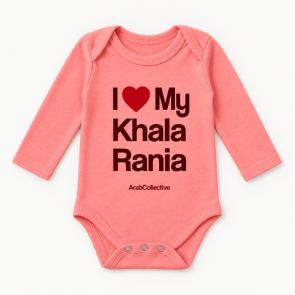 "I LOVE MY KHALA RANIA" NEWBORN ONESIE LONG SLEEVE