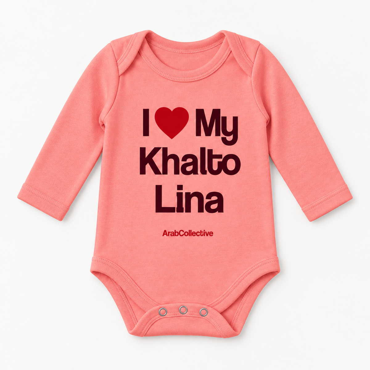 "I LOVE MY KHALTO LINA" NEWBORN ONESIE LONG SLEEVE