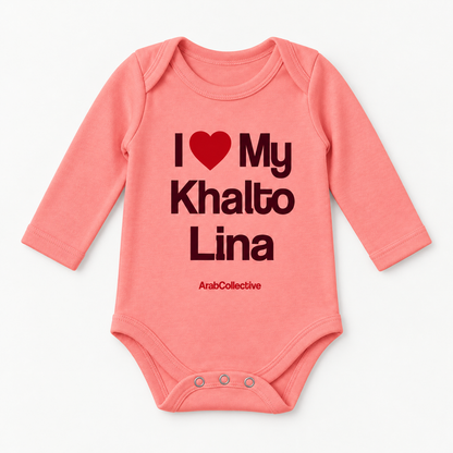 "I LOVE MY KHALTO LINA" NEWBORN ONESIE LONG SLEEVE