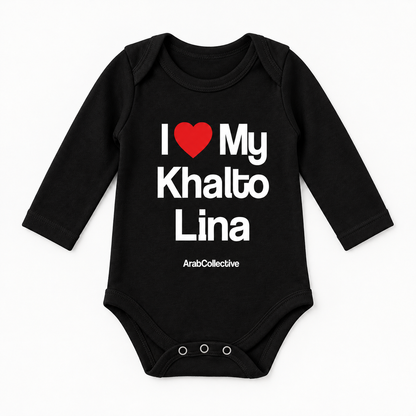 "I LOVE MY KHALTO LINA" NEWBORN ONESIE LONG SLEEVE