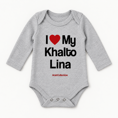 "I LOVE MY KHALTO LINA" NEWBORN ONESIE LONG SLEEVE