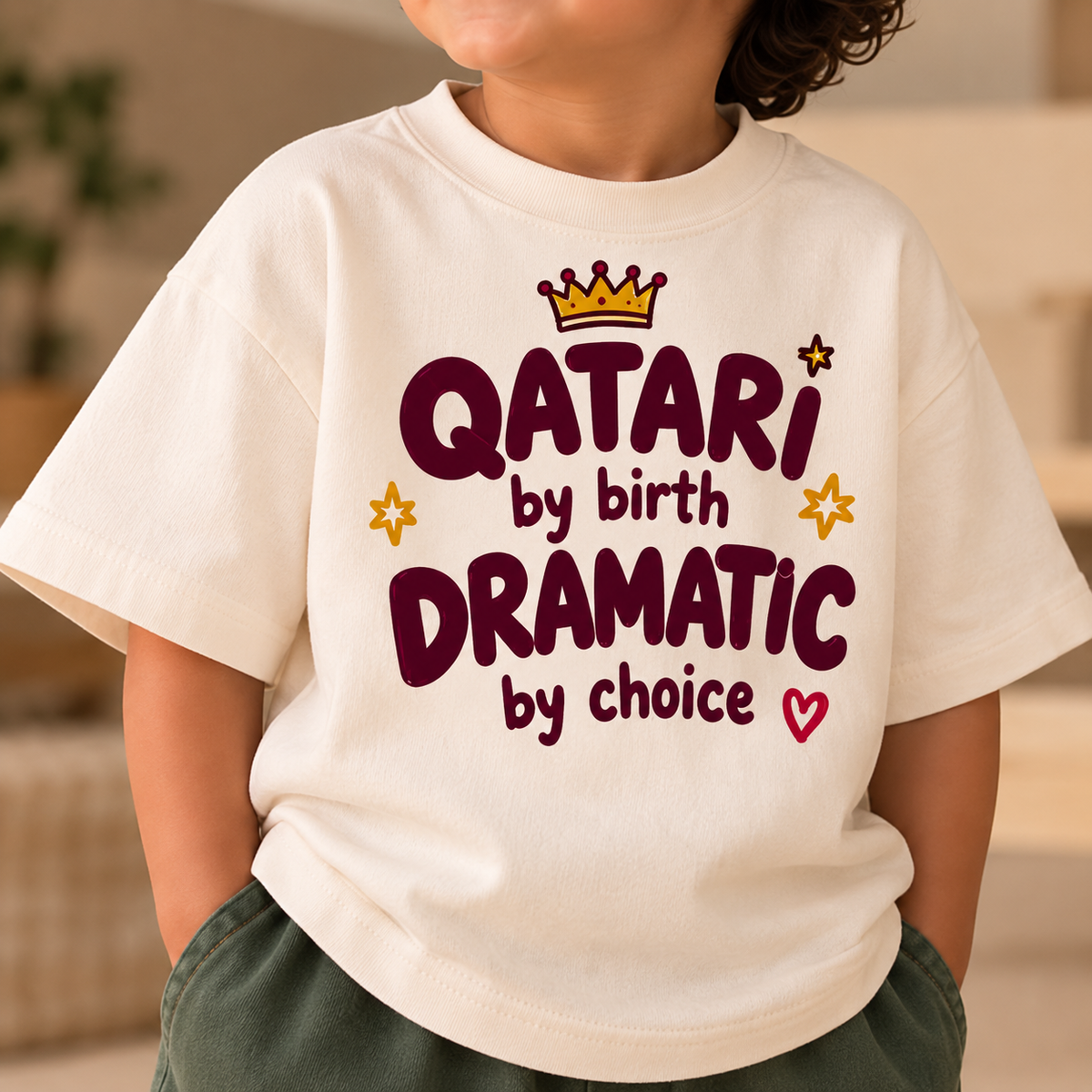 "QATARI BY BIRTH DRAMATIC BY CHOICE" KIDS Tee