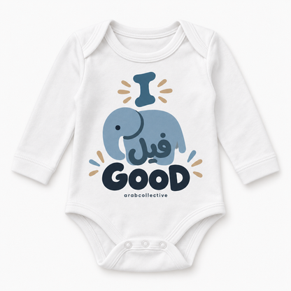 "I FEEL GOOG" NEWBORN ONESIE LONG SLEEVES