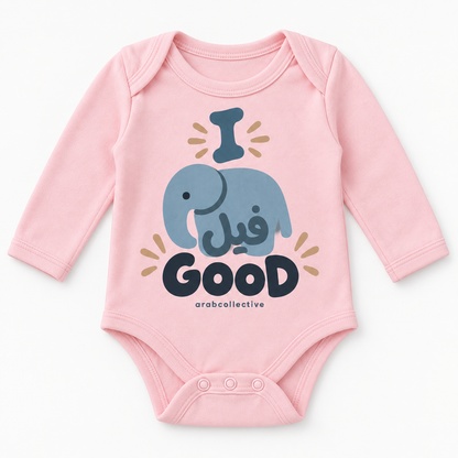 "I FEEL GOOG" NEWBORN ONESIE LONG SLEEVES