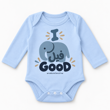"I FEEL GOOG" NEWBORN ONESIE LONG SLEEVES