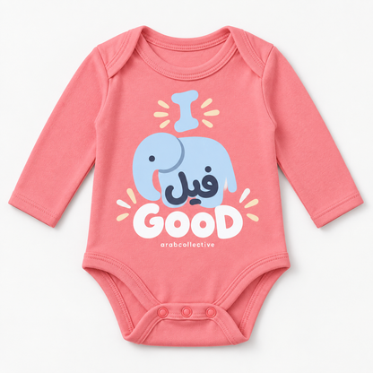 "I FEEL GOOG" NEWBORN ONESIE LONG SLEEVES