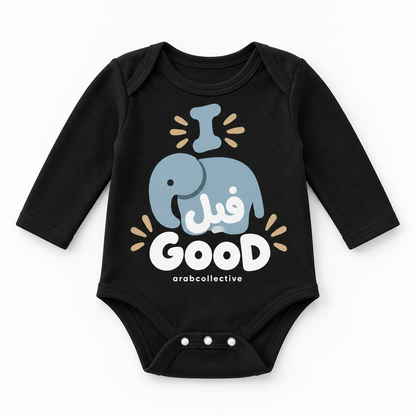 "I FEEL GOOG" NEWBORN ONESIE LONG SLEEVES