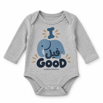 "I FEEL GOOG" NEWBORN ONESIE LONG SLEEVES
