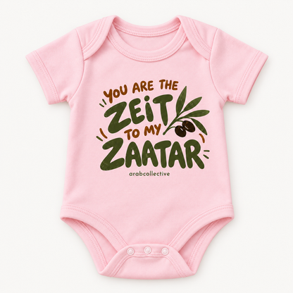 "YOU ARE THE ZEIT TO MY ZAATAR" NEWBORN ONESIE LONG SLEEVES
