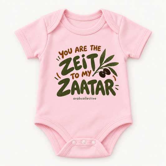 "YOU ARE THE ZEIT TO MY ZAATAR" NEWBORN ONESIE LONG SLEEVES