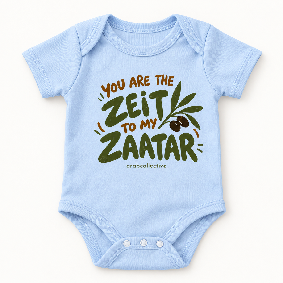 "YOU ARE THE ZEIT TO MY ZAATAR" NEWBORN ONESIE LONG SLEEVES