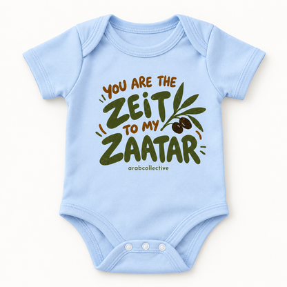 "YOU ARE THE ZEIT TO MY ZAATAR" NEWBORN ONESIE LONG SLEEVES