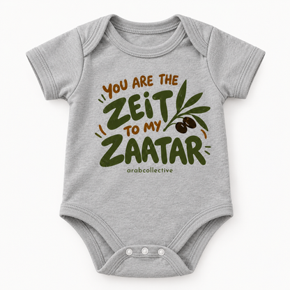 "YOU ARE THE ZEIT TO MY ZAATAR" NEWBORN ONESIE LONG SLEEVES
