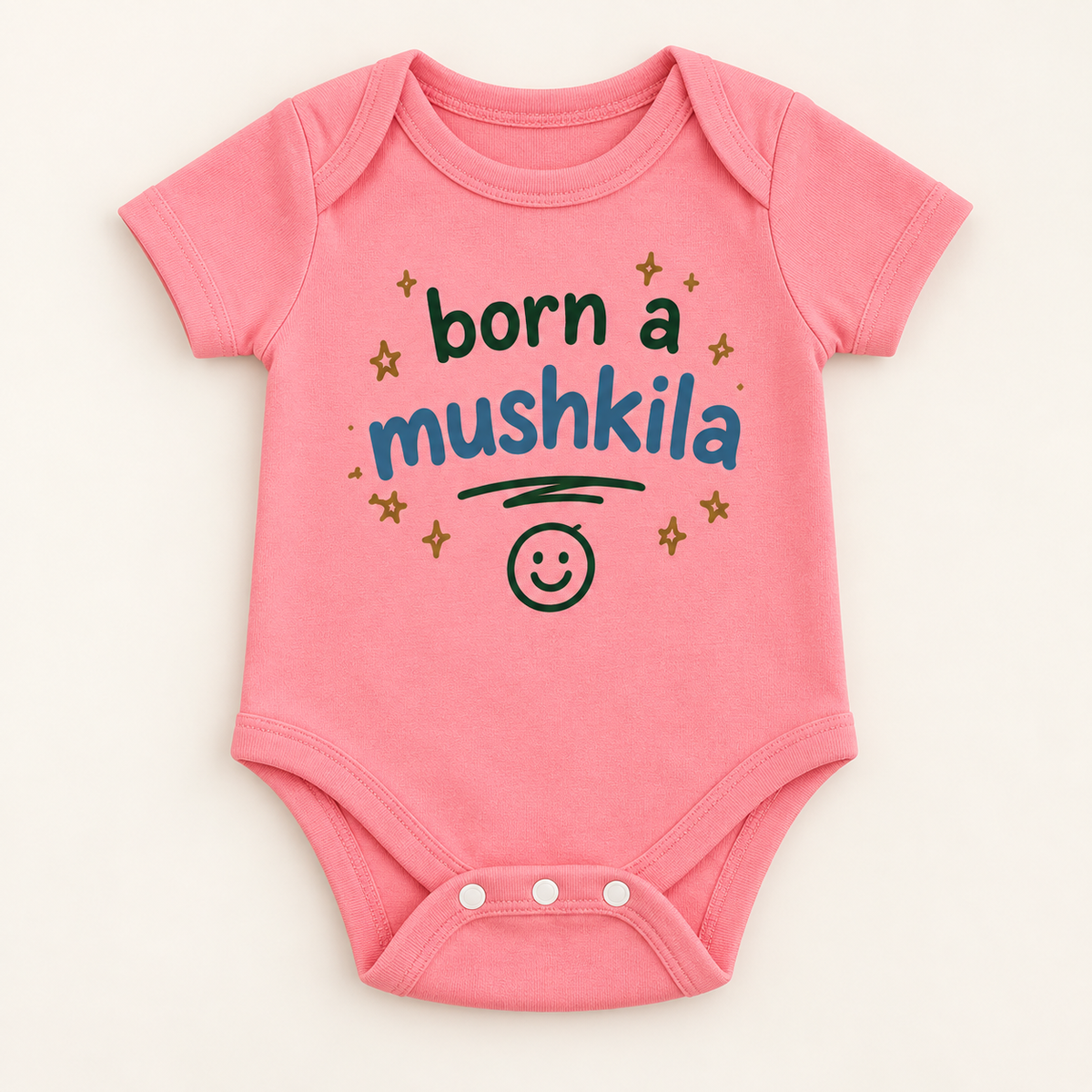 "Born a Mushkila Onesie" NEWBORN