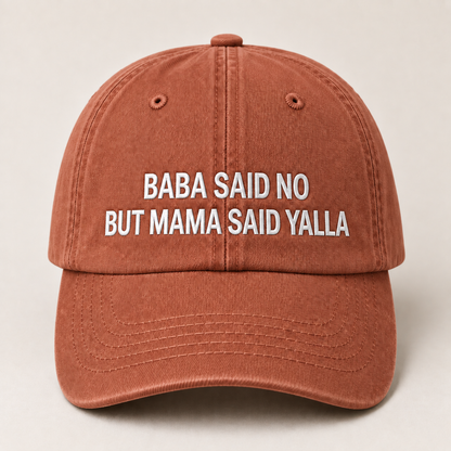 "BABA SAID NO BUT MAMA SAID YALLA" Kids Cap