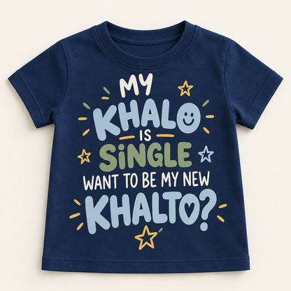 "MY KHALO IS SINGLE WANT TO BE MY NEW KHALTO?" KIDS Tee