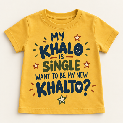 "MY KHALO IS SINGLE WANT TO BE MY NEW KHALTO?" KIDS Tee