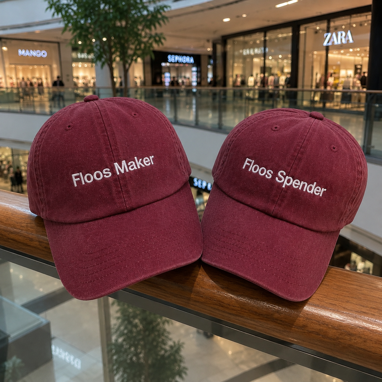 Floos Maker and Floos Spender Caps - Burgundy