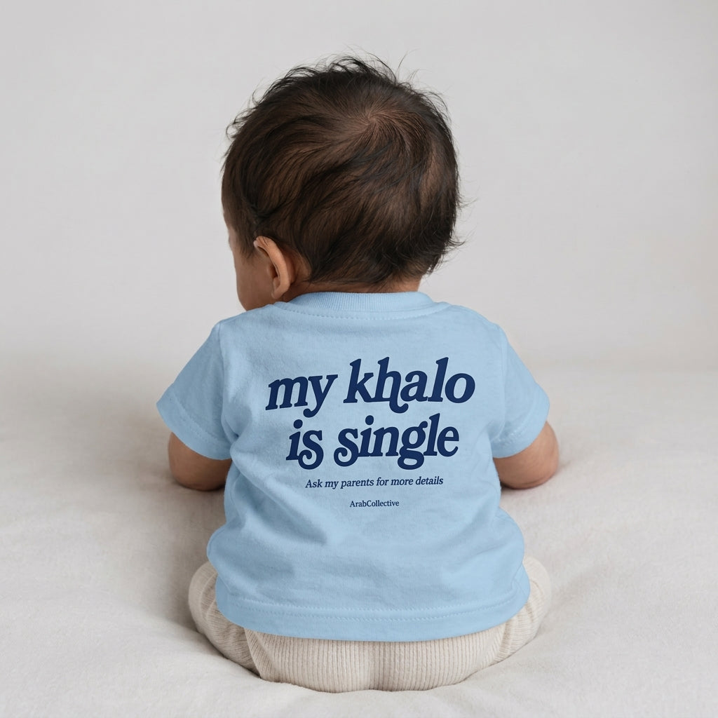 "MY KHALO IS SINGLE" NEWBORN Tee - ArabCollective
