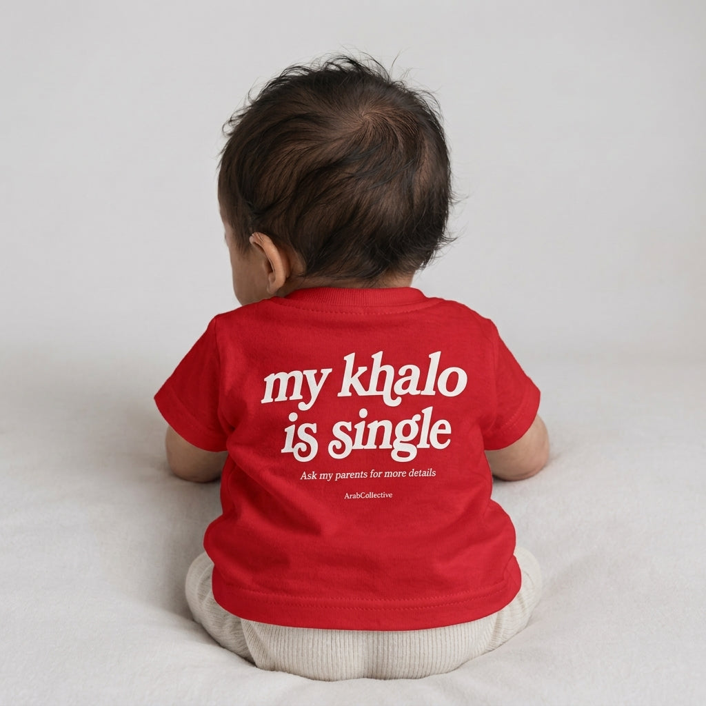 "MY KHALO IS SINGLE" NEWBORN Tee - ArabCollective