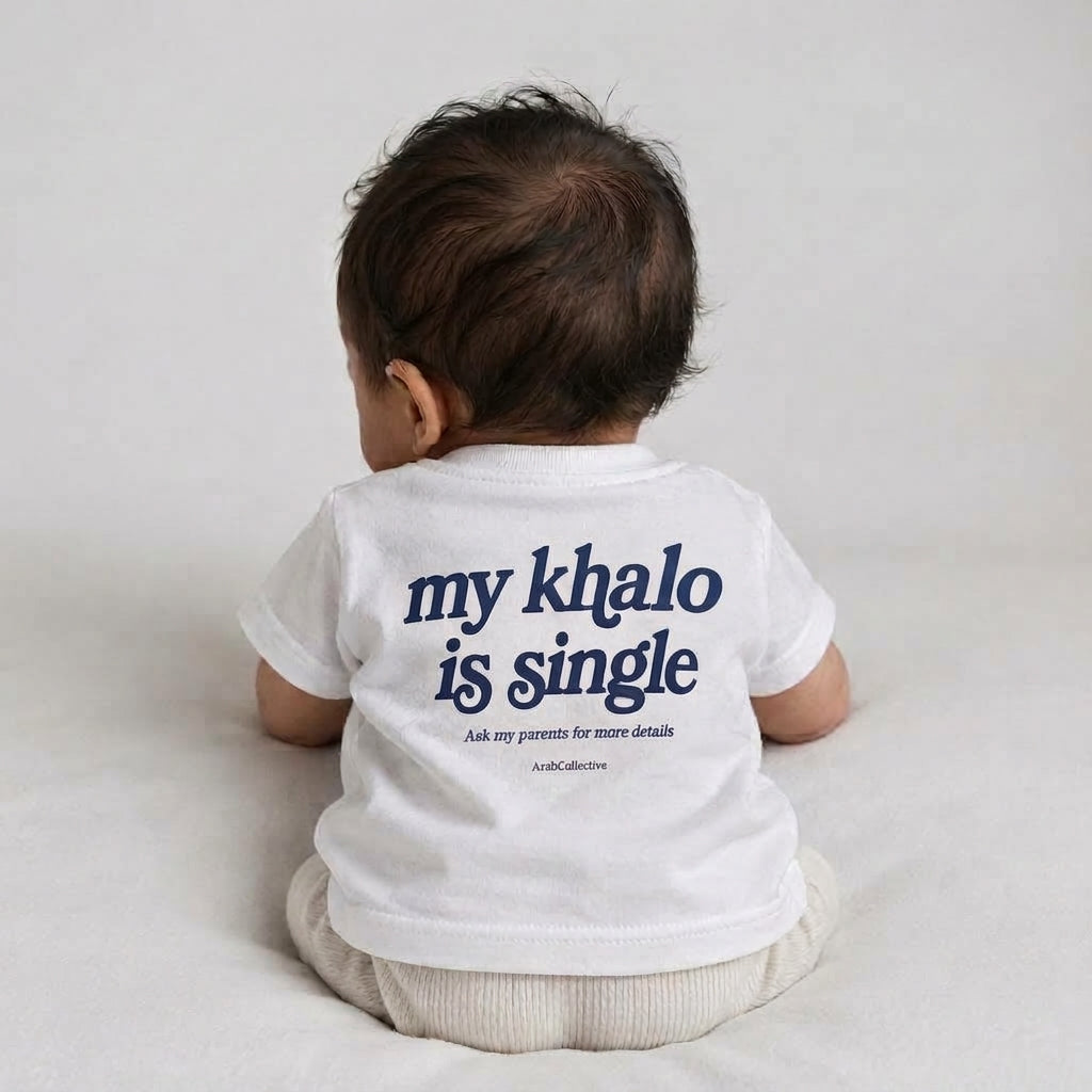 "MY KHALO IS SINGLE" NEWBORN Tee - ArabCollective