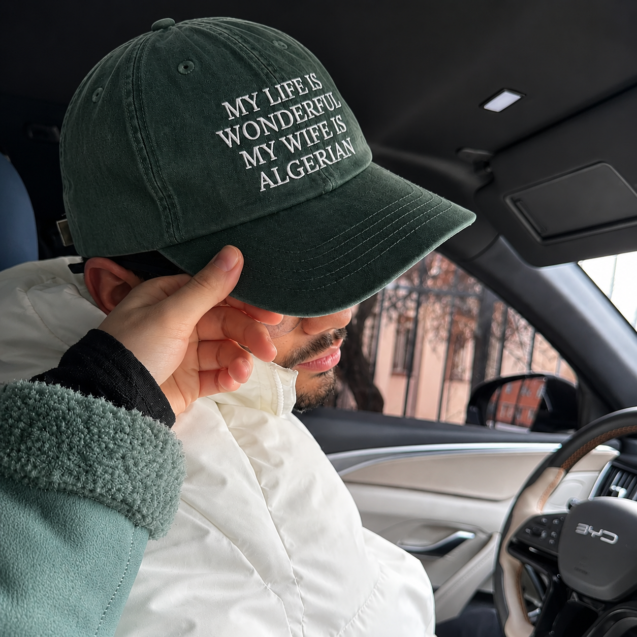 My Life Is Wonderful My Wife Is Algerian Cap - Green lifestyle