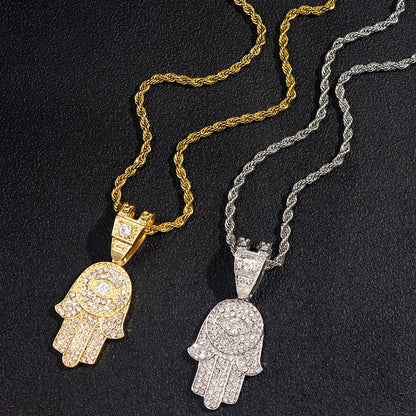 Collier pendentif œil porte-bonheur en cristal
