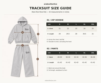 Tracksuit Size Guide – Zip-up and Pants