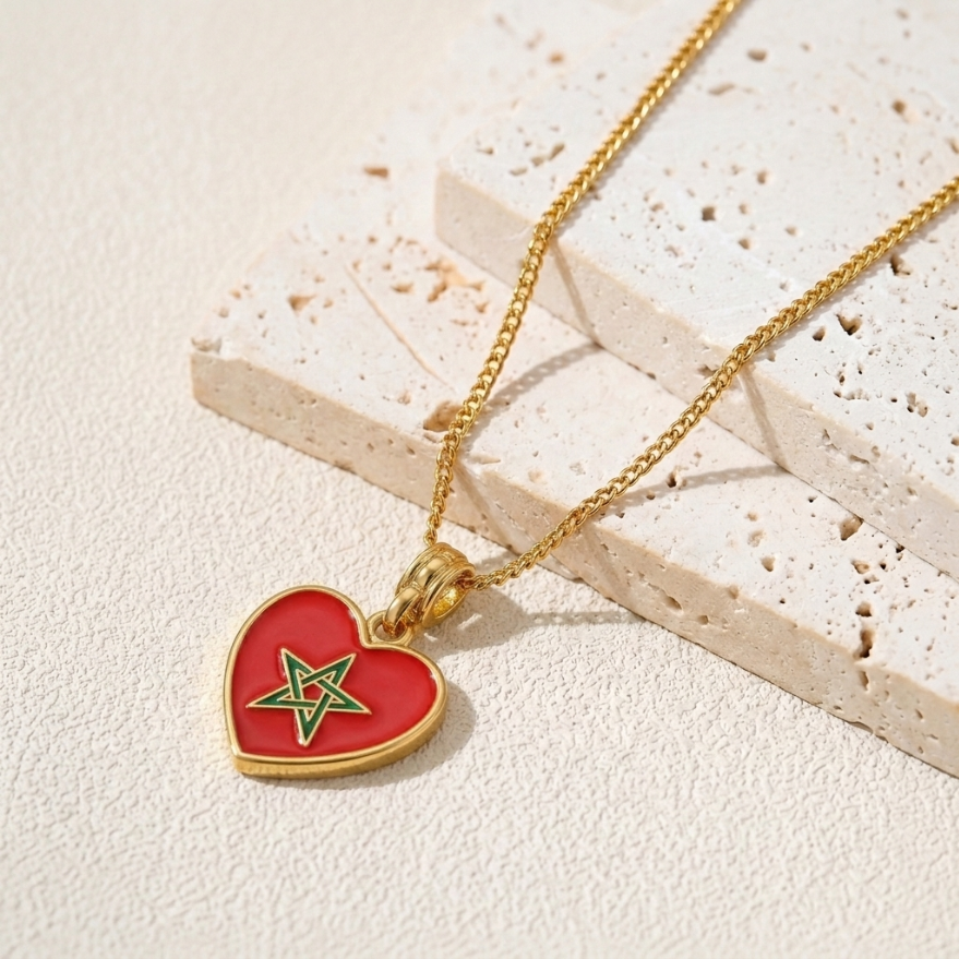 Arab Country Flag Heart Necklace