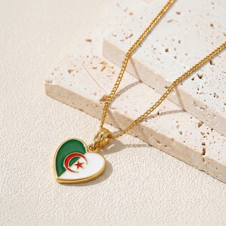 Arab Country Flag Heart Necklace