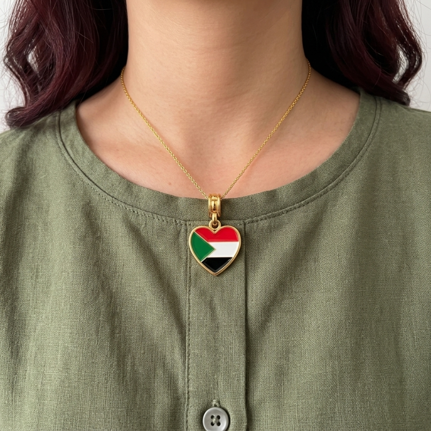 Arab Country Flag Heart Necklace