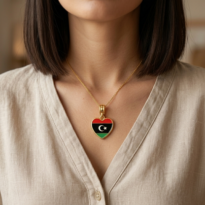Arab Country Flag Heart Necklace