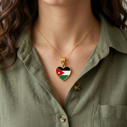 Arab Country Flag Heart Necklace