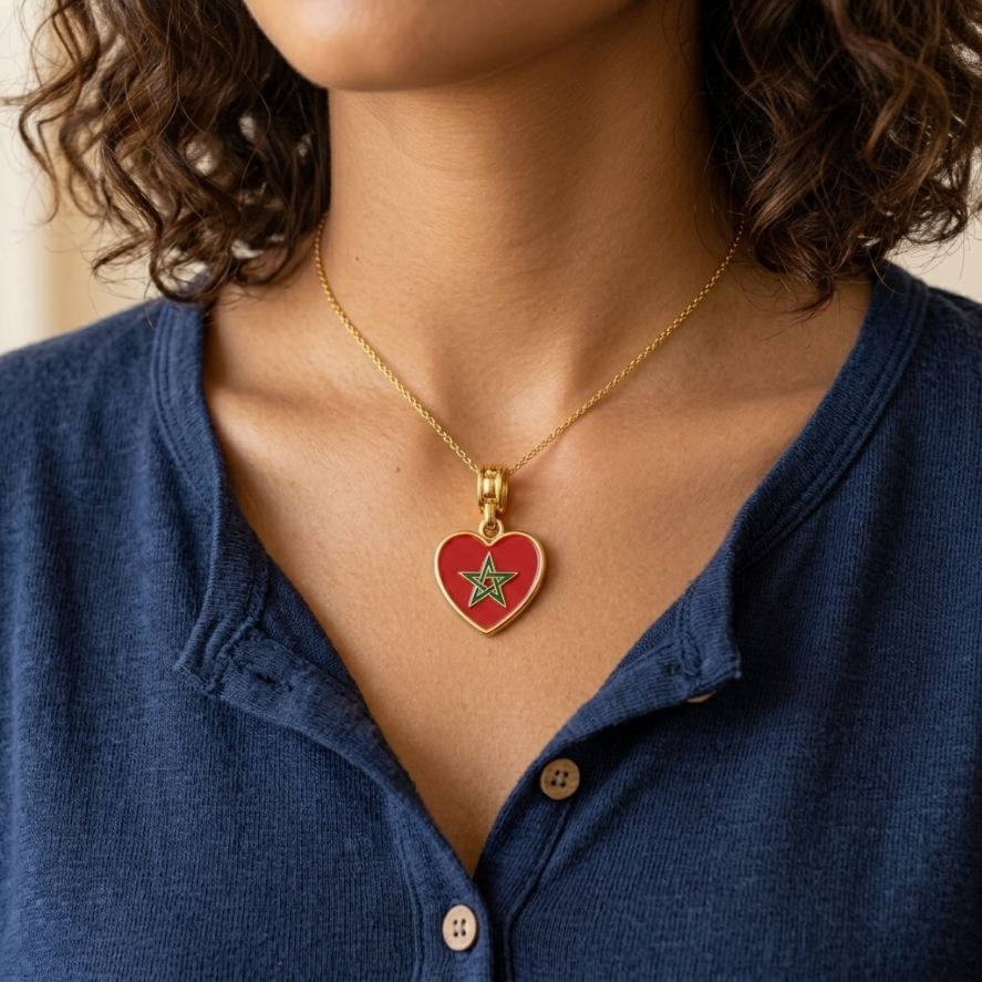 Arab Country Flag Heart Necklace