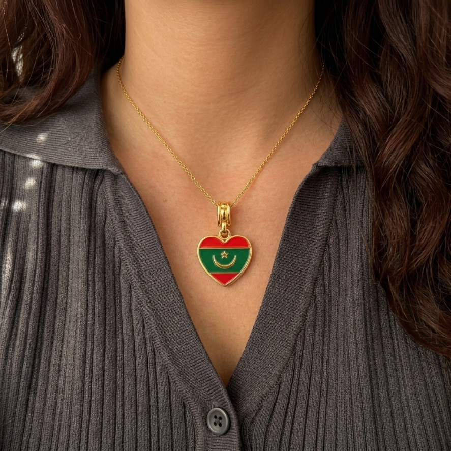 Arab Country Flag Heart Necklace